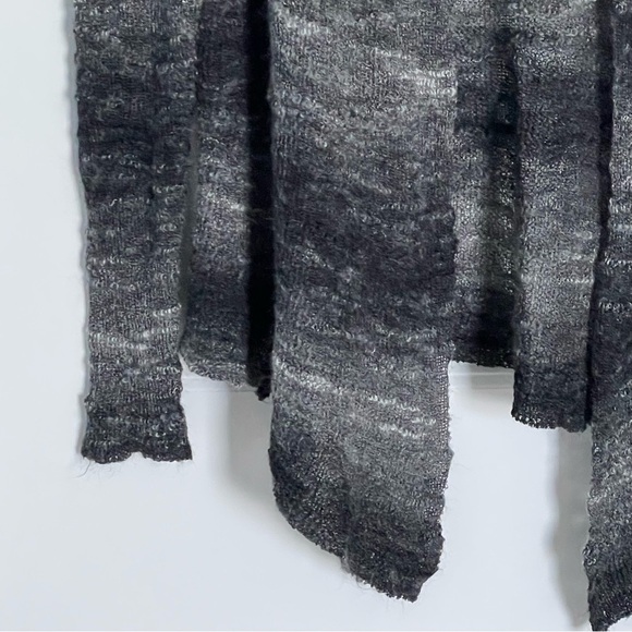 Eileen Fisher Black Open Front Long Boucle Ombre Cardigan Sweater 35917 - Picture 11 of 13